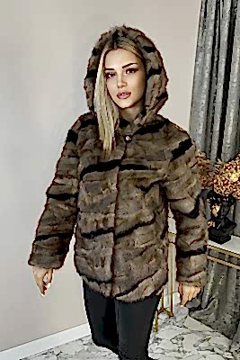 Фото товара Куртка норка 001/1246К (куски), бежево-черный
