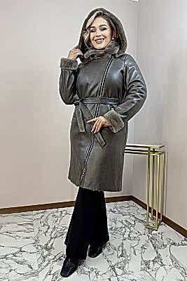 Фото товара Дубленка 1013.D-95/100 BOY silk (мех бежевый), серо-бежевый