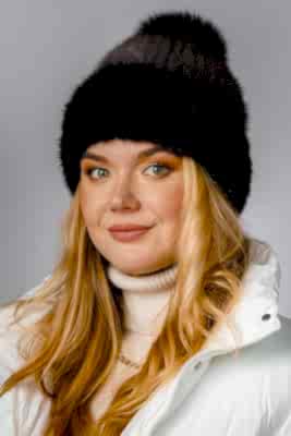 Фото товара Шапка SHWMNT005 норка, черный-бежевый