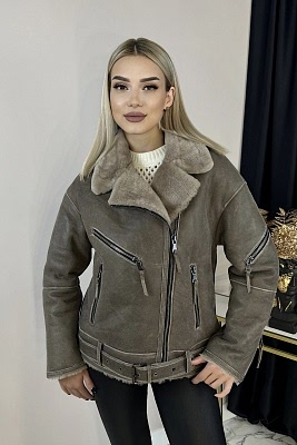 Фото товара Дубленка 1013.MSK-306 krek, серо-бежевый Фото товара Дубленка 1013.MSK-306 krek, серо-бежевый