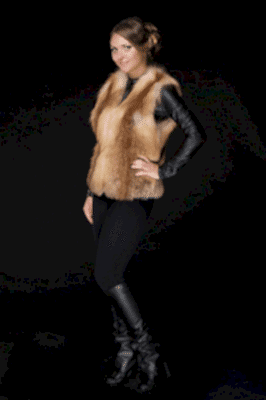 Фото товара Жилет лиса без ворота, рыжий