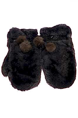 Фото товара Варежки бобр (отделка - кожа) 4, графит