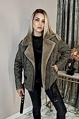 Фото товара Дубленка 1004.D-207 krek, бежево-черный Фото товара Дубленка 1004.D-207 krek, бежево-черный