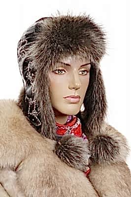 Фото товара Ушанка UWKKME001.003 енот кожа, Желто-коричневый/Коричневый