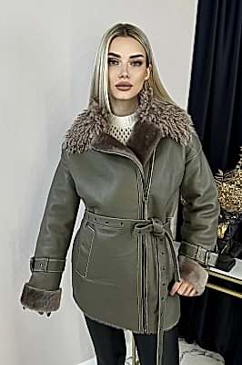 Фото товара Дубленка 1013.MSK-297 silk, Хаки Фото товара Дубленка 1013.MSK-297 silk, Хаки