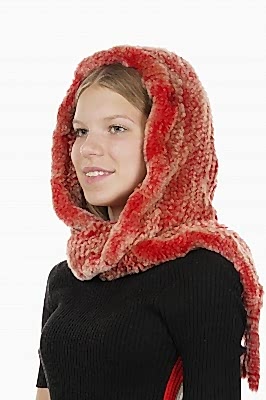 Фото товара Капор женский из меха кролика 001(вязка), Розовая бриза