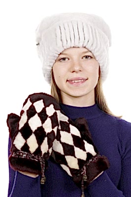 Фото товара Варежки 001 мутон кусковые, Бордово-бежевый