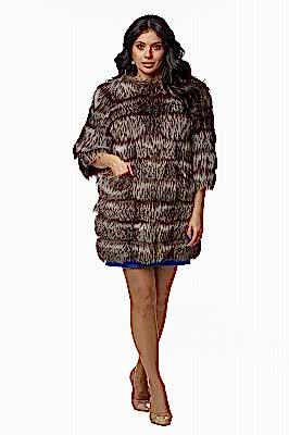 Фото товара Полупальто лиса 015/002, серебристо-черный